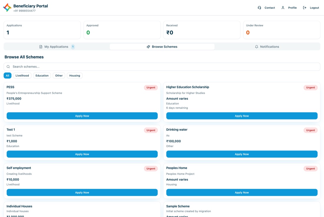 Browse Schemes tab listing all open schemes